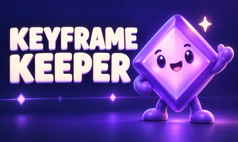 A smiling purple Keyframe Keeper diamond mascot