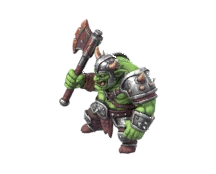 The sample orc in a gentle, fixed-facing idle pose, HD painted look