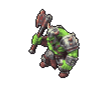 The sample orc in a gentle, fixed-facing idle pose, pixel-art look